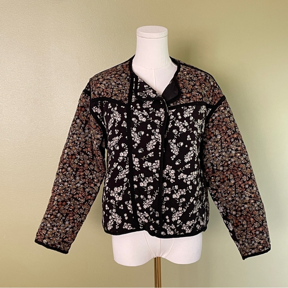 Zara Floral Patchwork Quilted Jacket Girl 11-12 Boho Cottage Shabby Rustic Farm